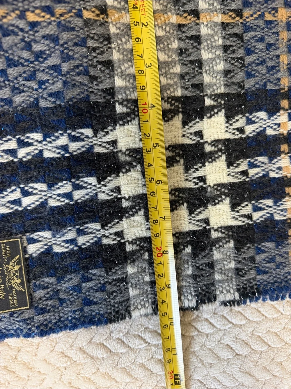 Made in Italy Blue Plaid Wool Blend Scarf by (Unknown)
